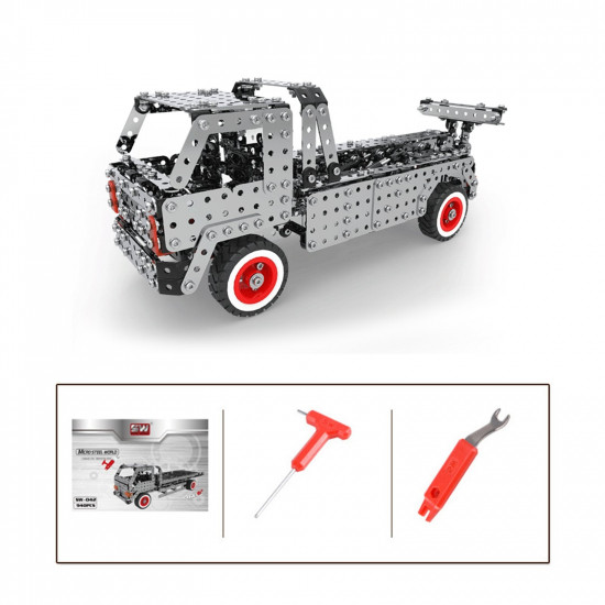 1067pcs adults 3d metal construction dump truck trailer assembly model kit