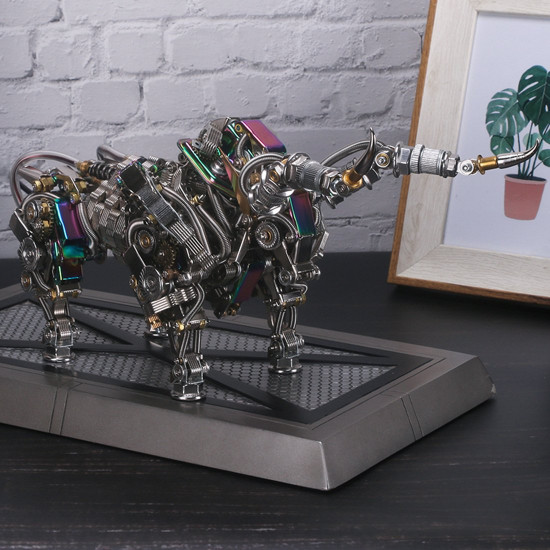 1087pcs metal 3d diy mechanical bull animal model assembly kit for adult