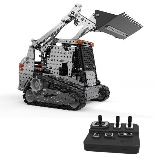1178pcs diy assembly 2.4g 10ch rc tracked forklift vehicle car puzzle model