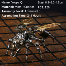 126pcs diy steampunk metal hornet bugs 3d metal assembly model kit