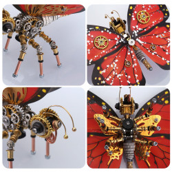 150pcs steampunk scarlet peacock butterfly assembly model -red