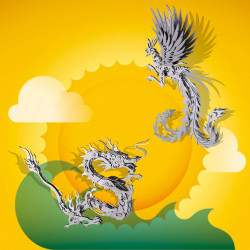 200pcs+ diy oriental dragon + phoenix assembly building kit