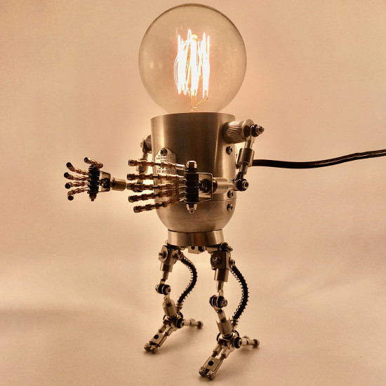 250pcs+ metal future robot bulb lamp handyman mr gort model building kits with light