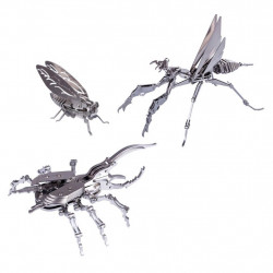 3pcs diy 3d mantis beatles cicada assembled model puzzle