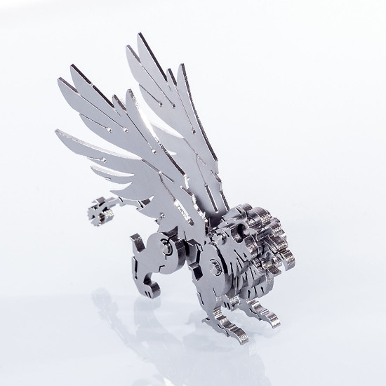 4pcs griffin wild wolf cattle horse diy 3d stainless steel metal puzzle model