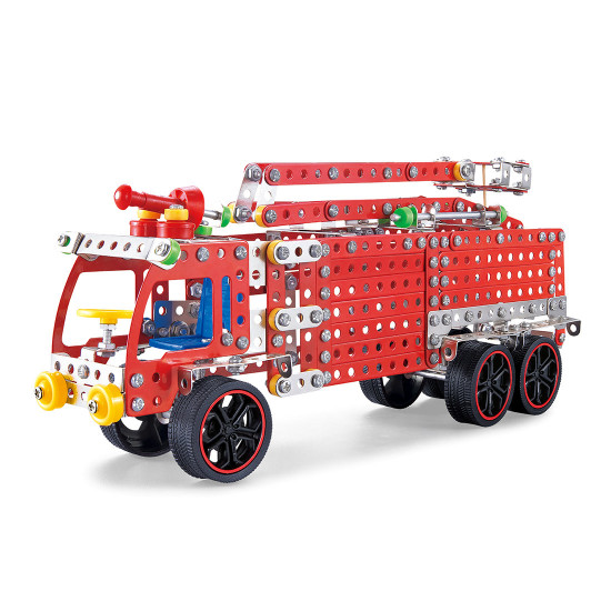 528pcs assembly metal fire fighting aerial ladder firetruck model kit stem engineering education toy