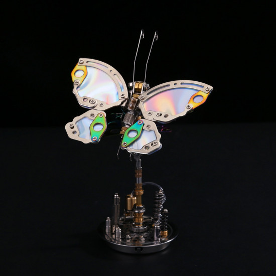 195pcs 3d metal steampunk chaos butterfly with flower base