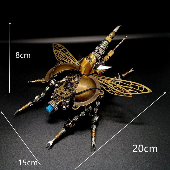 assembly diy 3d metal mechanical war beetle with sound control light