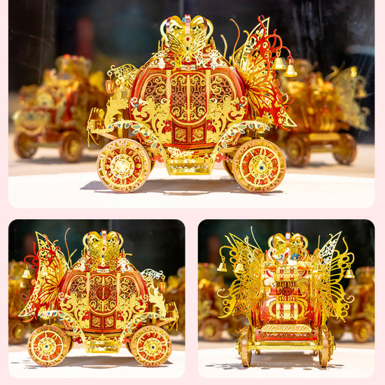 diy metal 3d assembly princess carriage horse model kits